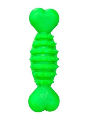 Glipet - Glipet Plastik Halter Dikenli Kemik Köpek Oyuncağı 12cm Yeşil