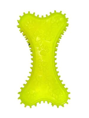 Glipet - Glipet Plastik Kavak Kemik Dikenli Küçük Köpek Oyuncağı 10 cm Sarı
