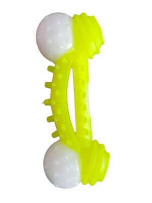 Glipet - Glipet Plastik Kemik Dental Topuzlu Küçük Köpek Oyuncağı 12 cm Sarı
