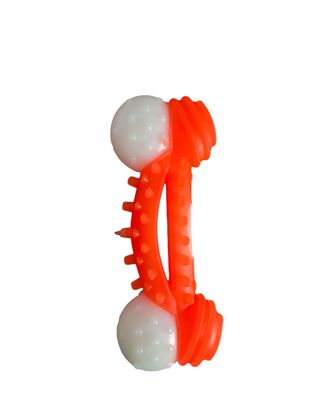 Glipet - Glipet Plastik Kemik Dental Topuzlu Küçük Köpek Oyuncağı 12cm Turuncu
