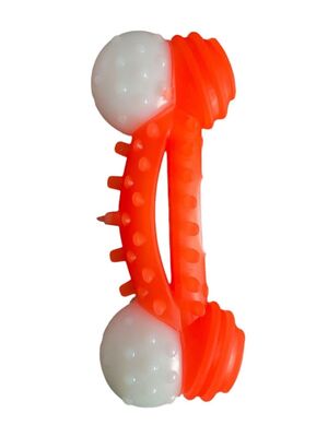 Glipet - Glipet Plastik Kemik Dental Topuzlu Küçük Köpek Oyuncağı 12 cm Turuncu