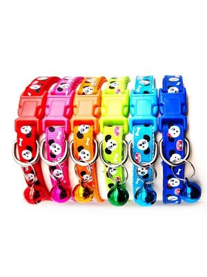 Glipet - Glipet Puppy Desenli Zilli Dokuma Boyun Tasması 19x1 Cm Kırmızı