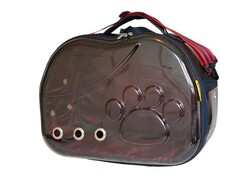 Glipet Şeffaf Pati Omuz Askılı Kedi Köpek Taşıma Çantası 42 x 26 x 35 cm Kahve - Thumbnail