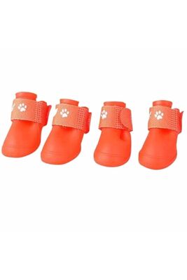 GLİPET - Glipet Silikon Su Geçirmez Köpek Ayakkabısı 4'lü Paket turuncu L