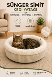 Glipet Sünger Simit Kedi Köpek Yatağı Bej - Thumbnail