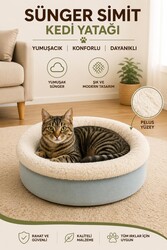 Glipet Sünger Simit Kedi Köpek Yatağı Buz Mavi - Thumbnail