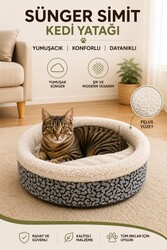 Glipet Sünger Simit Kedi Köpek Yatağı Desenli Gri - Thumbnail