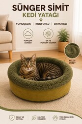 Glipet Sünger Simit Kedi Köpek Yatağı Gold Haki - Thumbnail
