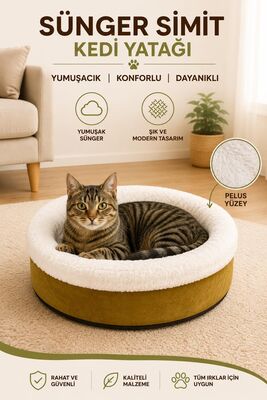 Glipet - Glipet Sünger Simit Kedi Köpek Yatağı Sarı