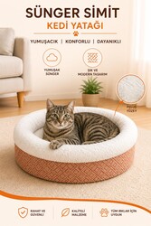 Glipet Sünger Simit Kedi Köpek Yatağı Turuncu - Thumbnail