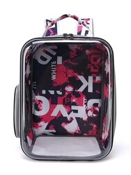 Glipet Venice Şeffaf Kedi Köpek Sırt Taşıma Çantası 37x17x42 Cm Kırmızı - Thumbnail