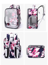 Glipet Venice Şeffaf Kedi Köpek Sırt Taşıma Çantası 37x17x42 Cm Kırmızı - Thumbnail