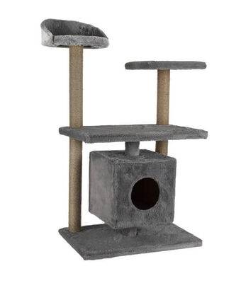 Glipet - Glipet Yataklı Dinlenme Zeminli Açık Gri Kedi Tırmalama Ünitesi