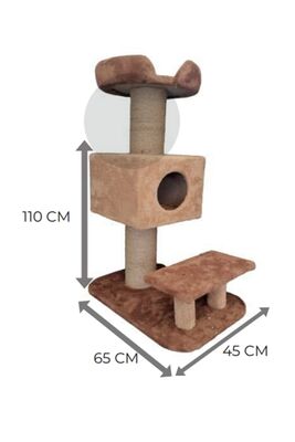 Glipet - Glipet Yuvalı ve Yataklı Kedi Tırmalaması 110 x 65 x 45 Cm Mavi-Beyaz