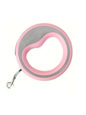 Glipet - Glipet Yuvarlak Şeritli Otomatik Köpek Gezdirme Tasması 2.5 Metre 20 Kg Pembe