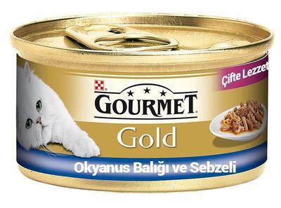 Purina - Gourmet Gold Balıklı ve Ispanaklı Çifte Lezzeti Kedi Konservesi 85gr
