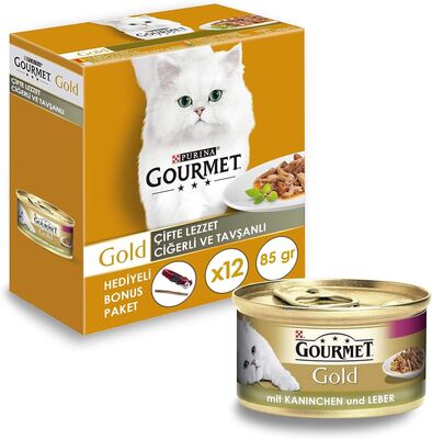 Gourmet Gold - Gourmet Gold Çifte Lezzet Ciğer Tavşan Kedi Yaş Maması 12x85 gr