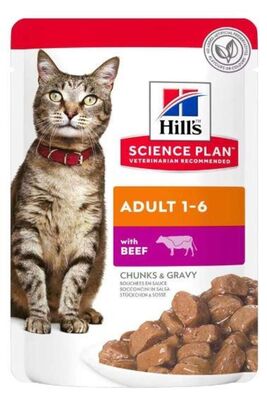 Hill's - Hills Chunks in Gravy Biftekli Pouch Yetişkin Kedi Yaş Maması 85 Gr x 12 Adet