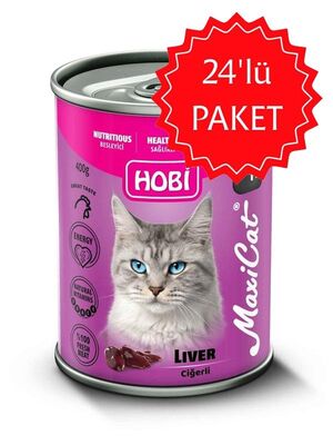 HOBi - HOBİ Maxicat Ciğerli Kedi Konserve 400 Gr 24'lü Paket