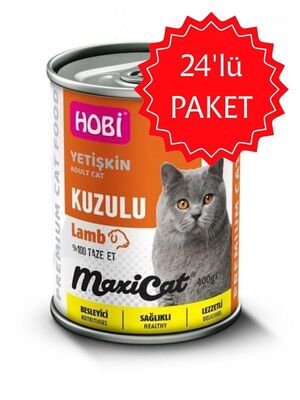 HOBİ - Hobi Maxicat Kuzu Etli Yetişkin Kedi Konservesi 400 gr 24'lü Paket
