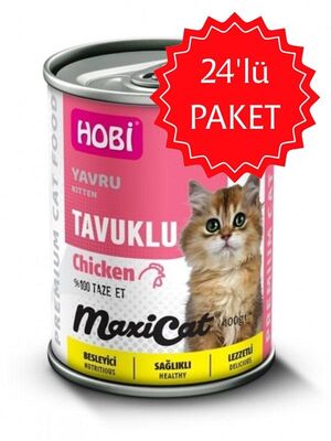 HOBİ - Hobi Maxicat Tavuklu Yavru Kedi Konservesi 400 gr 24'lü Paket
