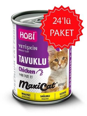 HOBİ - Hobi Maxicat Tavuklu Yetişkin Kedi Konservesi 400 gr 24'lü Paket