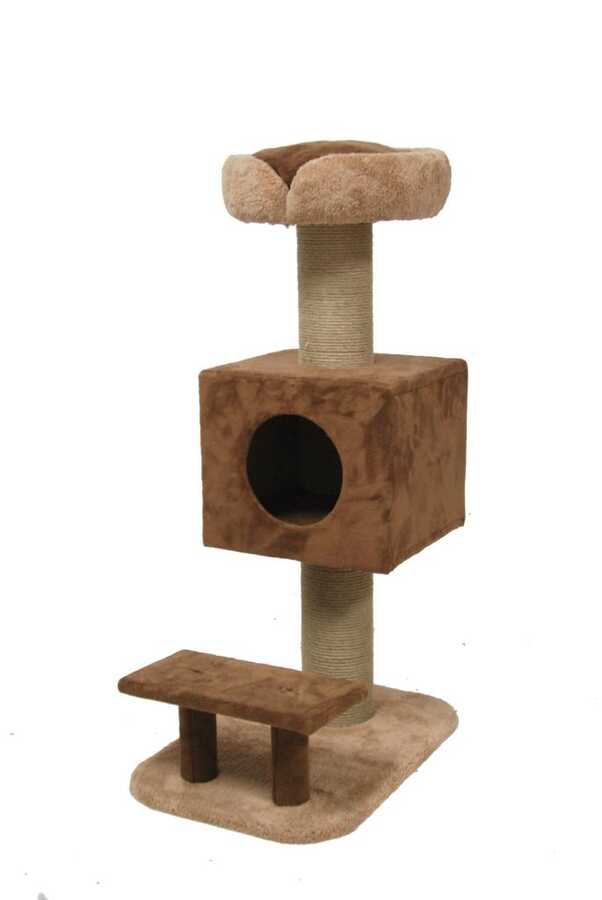 Miapet Lüks Kedi Evi ve Tırmalama Joyful Cat Kahverengi 64x117x46 cm