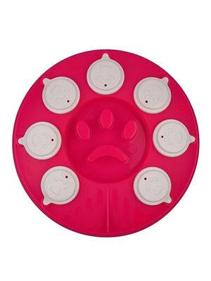 Glipet - Glipet Kedi Köpek Bulmacası ve Yavaş Yeme Mama kabı Neonfuşya-Beyaz