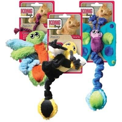 Diğer - Kong FuzzBugs Kedi Oyuncağı 19 cm-Yeşil Kelebek