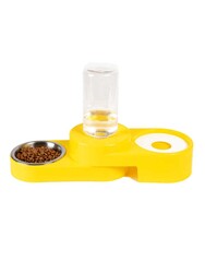 Miapet Köşeli Ayarlanabilir Hazneli Çelik Taslı Kedi-Köpek Mama Ve Su Kabı Seti 1000Ml Sarı - Thumbnail