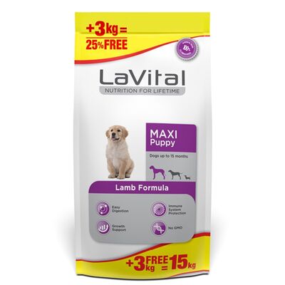 La Vital - Lavital Maxi Puppy Kuzu Etli Büyük Irk Yavru Köpek Maması 12+3Kg