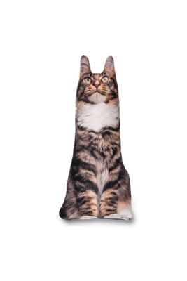 Lepus - Lepus Kahve Beyaz Üç Boyutlu Kedi Kırlent 40X20cm