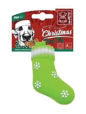 M Pets - M-Pets Noel Çorabı Köpek Oyuncağı 13 Cm Yeşil
