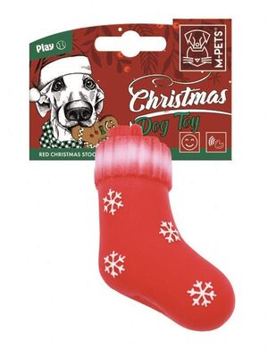 M Pets - M-Pets Noel Çorabı Köpek Oyuncağı 13 Cm Kırmızı