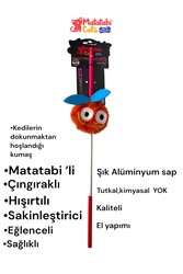 Matatabi Cats CHERY Alüminyum saplı kedi oltası(Matatabi,çıngırak ve özel hışırtı içerir.özel kumaş) - Thumbnail