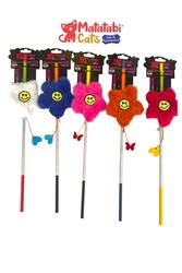 Matatabi Cats ÇİÇEK Alüminyum saplı kedi oltası(Matatabi,çıngırak ve özel hışırtı içerir.özel kumaş) - Thumbnail