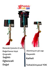 MATATABİ CATS Doğal Matatabi Çubuklu, Tüylü Çıngıraklı Kedi Oltası Kedi Oyuncağı 50cm - Thumbnail