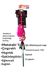 Matatabi Cats KALAMAR Alüminyum sap kedi oltası(Matatabi,çıngırak ve özel hışırtı içerir.özel kumaş) - Thumbnail