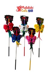 Matatabi Cats KELEBEK Al. saplı kedi oltası(Matatabi,çıngırak ve özel hışırtı içerir.özel kumaş) - Thumbnail