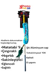 Matatabi Cats WORM Alüminyum saplı kedi oltası(Matatabi,çıngırak ve özel hışırtı içerir.özel kumaş) - Thumbnail