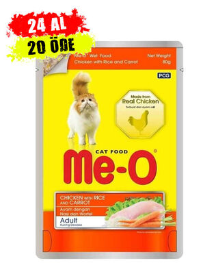 Me-o - ME-O Tavuk Pirinç ve Havuçlu Pouch Kedi Konservesi 80gr - 24 ADET