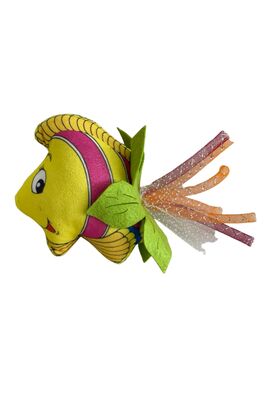 Glipet - Melek Balık Şeklinde Tüylü Zilli Kedi Oyuncağı 24*12 Cm