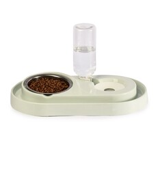 Miapet Çelik Taslı Hazneli Kedi-Köpek Mama Ve Su Kabı Seti 500 ML Su Yeşili - Thumbnail