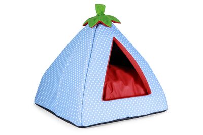 Miapet - Miapet Çilek Kedi-Köpek Yatak Evi 45 x 45 x 45 cm Mavi