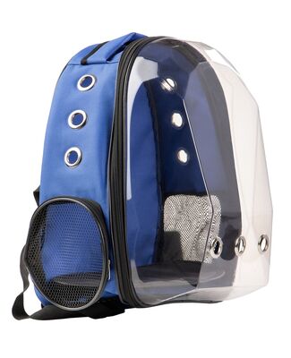 Miapet - Miapet Corner Şeffaf Astronot Kedi Köpek Taşıma Çantası 42x22x33 Cm Mavi