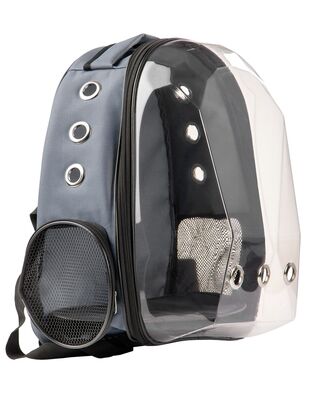 Miapet - Miapet Corner Şeffaf Astronot Kedi Köpek Taşıma Çantası 42x22x33 Cm Gri