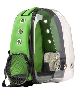 Miapet - Miapet Corner Şeffaf Astronot Kedi Köpek Taşıma Çantası 42x22x33 Cm Yeşil