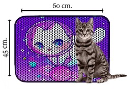 Miapet Elekli Desenli Kedi Tuvalet Önü Paspası 60 x 45 cm Astronot Kedi - Thumbnail