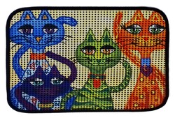 Miapet Elekli Desenli Kedi Tuvalet Önü Paspası 60 x 45 cm Gülen Kediler - Thumbnail