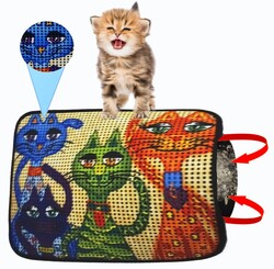 Miapet Elekli Desenli Kedi Tuvalet Önü Paspası 60 x 45 cm Gülen Kediler - Thumbnail